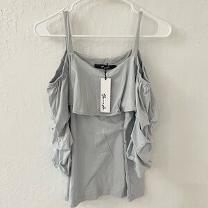 Yana K Cold Shoulder Gray Puff 3/4 Sleeve Size Small